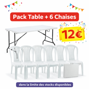 PACK 6 CHAISES + TABLE